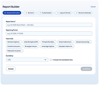 Report Builder — configure a captive portfolio report