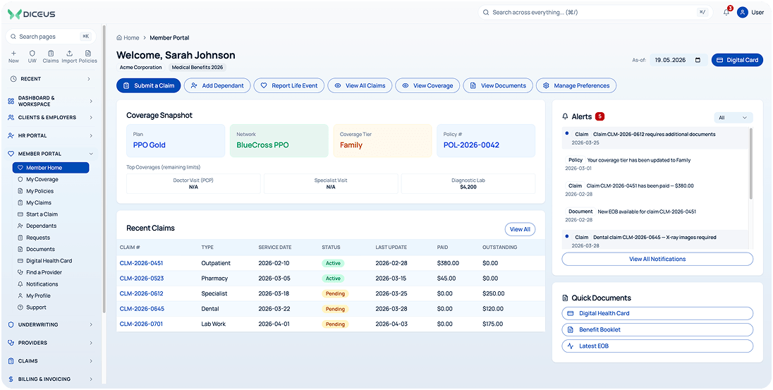 Member and HR self-service portals