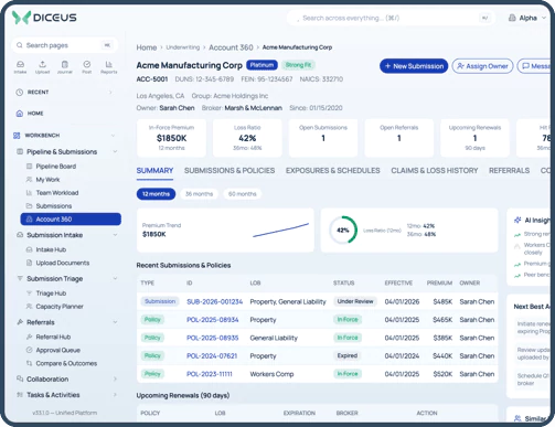 360&deg; customer&nbsp;view in the underwriting workbench