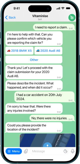 Vitaminise Chatbot Claim submission