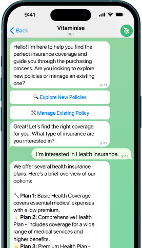 Vitaminise Chatbot Policy purchases and online payments