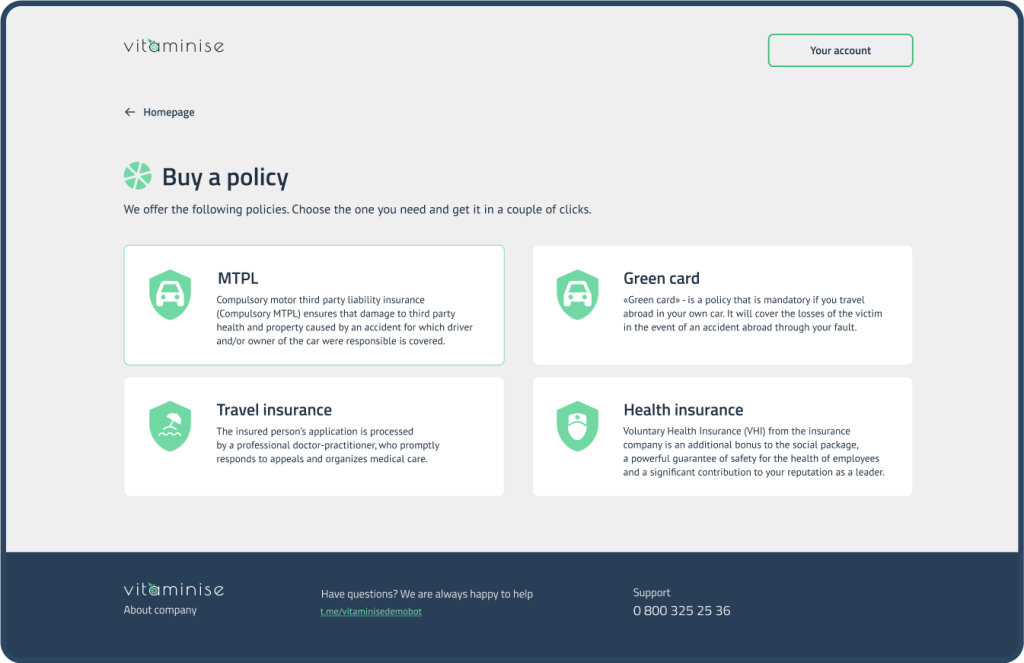 example of insurance management web portal