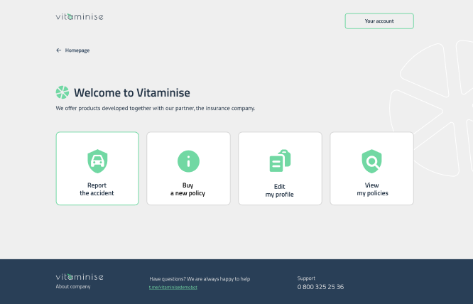 vitaminise web portal for insurance