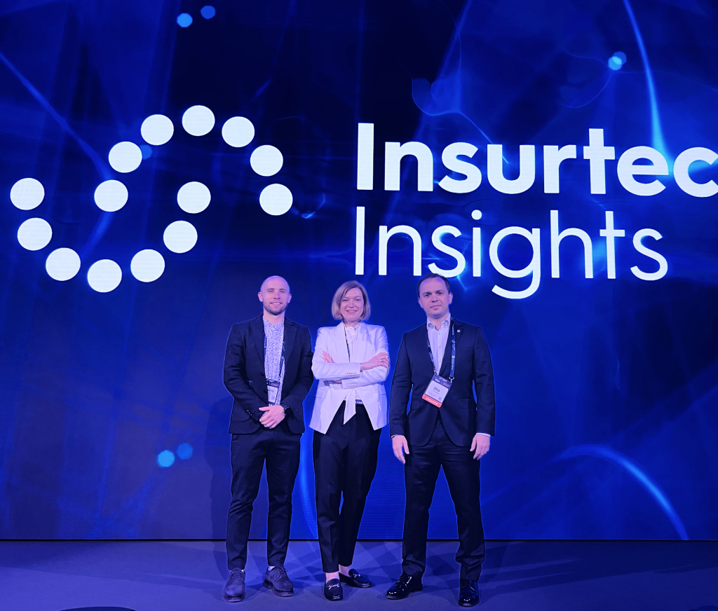 DICEUS representatives on stage at Insurtech Insights Europe 2025