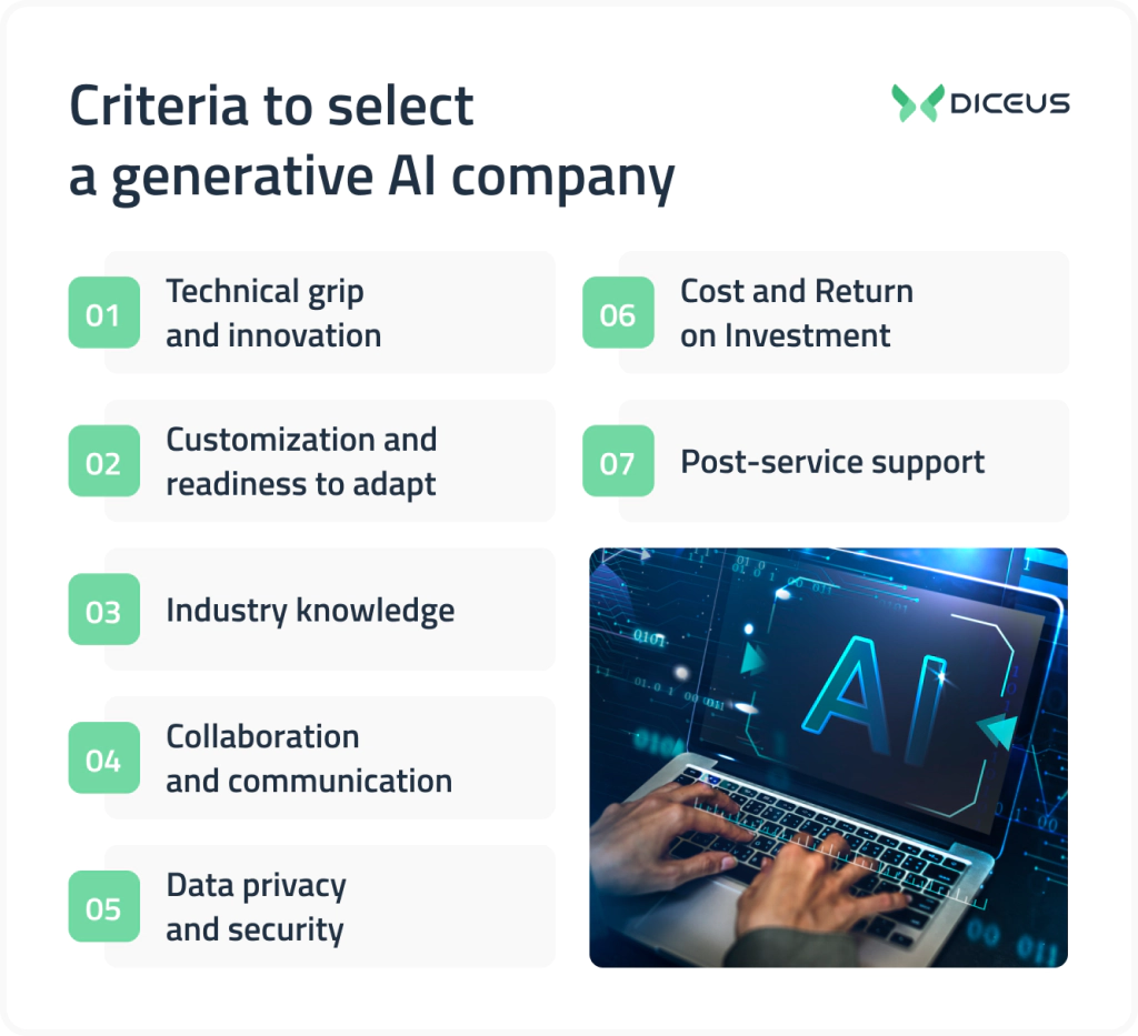 Criteria to select a generative AI company