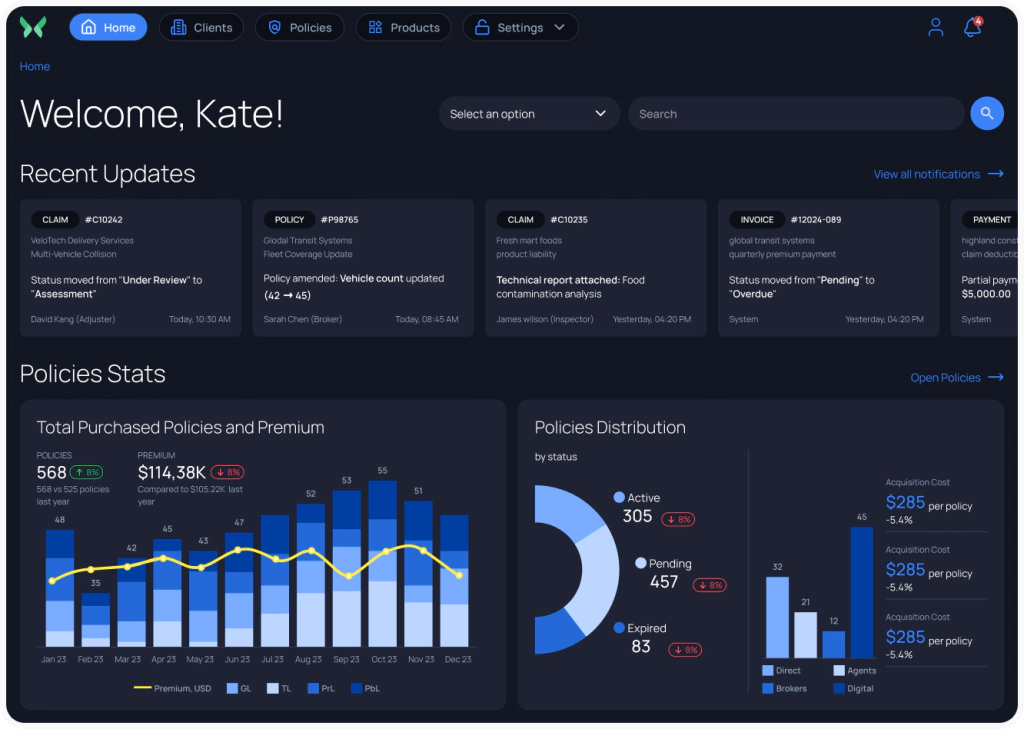 Policy Administration System for Captive Management